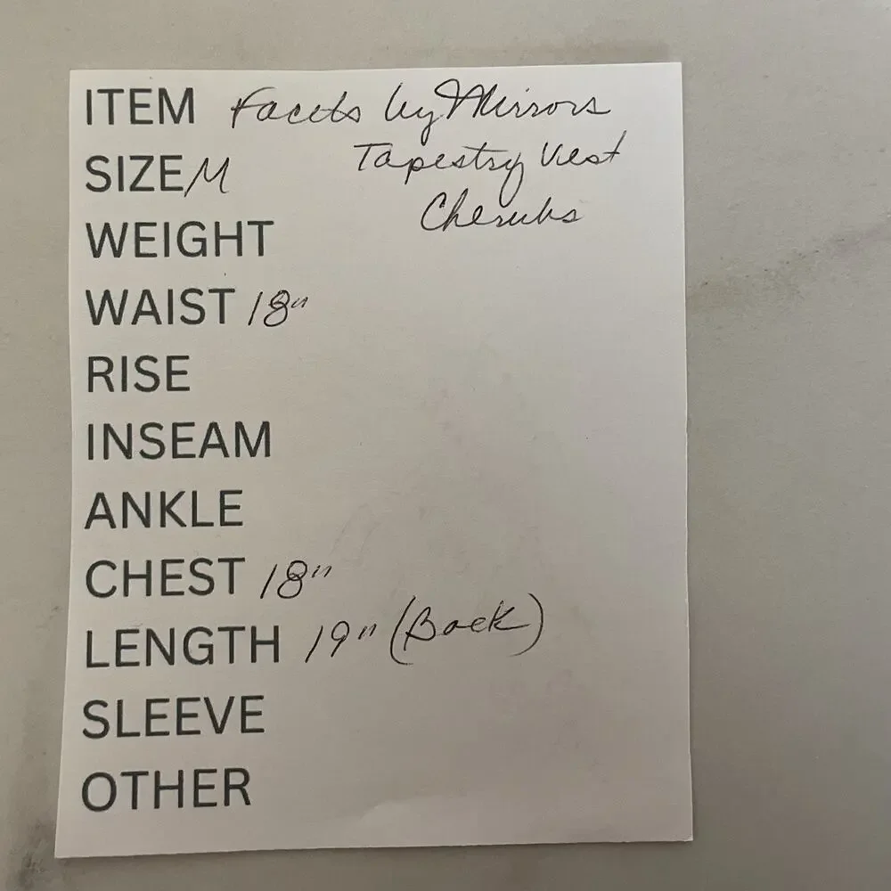 Facets by Mirrors Vintage Tapestry Vest Women M Black Cherubs Angels Satin Back - Picture 7 of 7